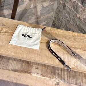 Fendi Black Leather Eyelets Mini Strap